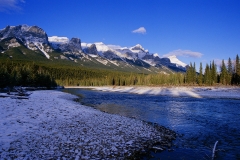 Bow River Sunrise Canmore Alberta Canada.
